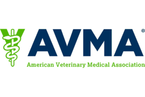 Logo of the American Veterinary Medical Association (AVMA) featuring a green veterinary caduceus symbol and bold blue “AVMA” lettering above the text “American Veterinary Medical Association” – Canyon Road Animal Hospital Amarillo